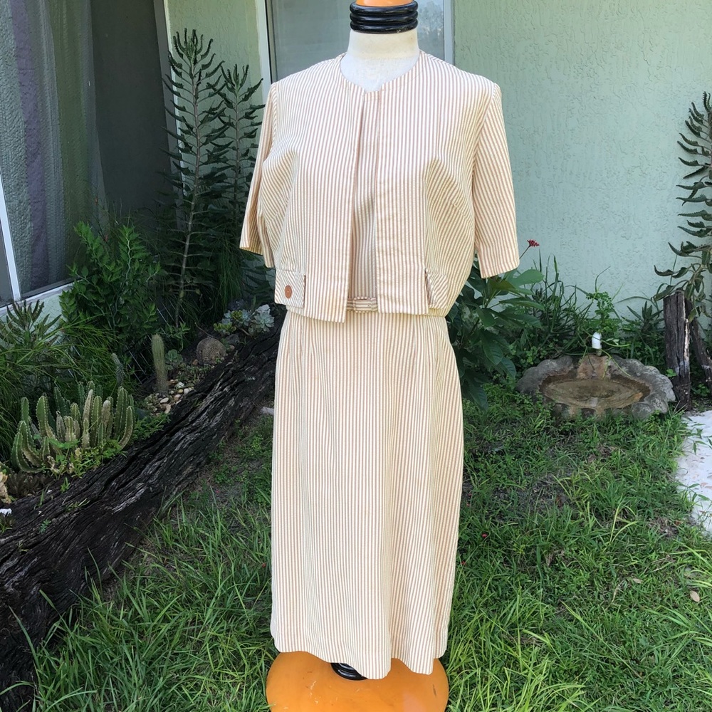 COTTON 50s SEERSUCKER DRESS WITH MATCHING JACKET